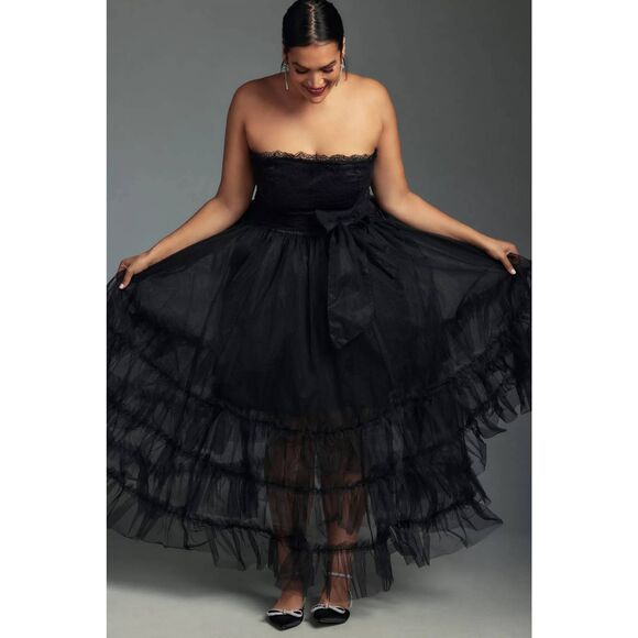 Pilcro Strapless Tulle Lace Midi Dress - Picture 10 of 10